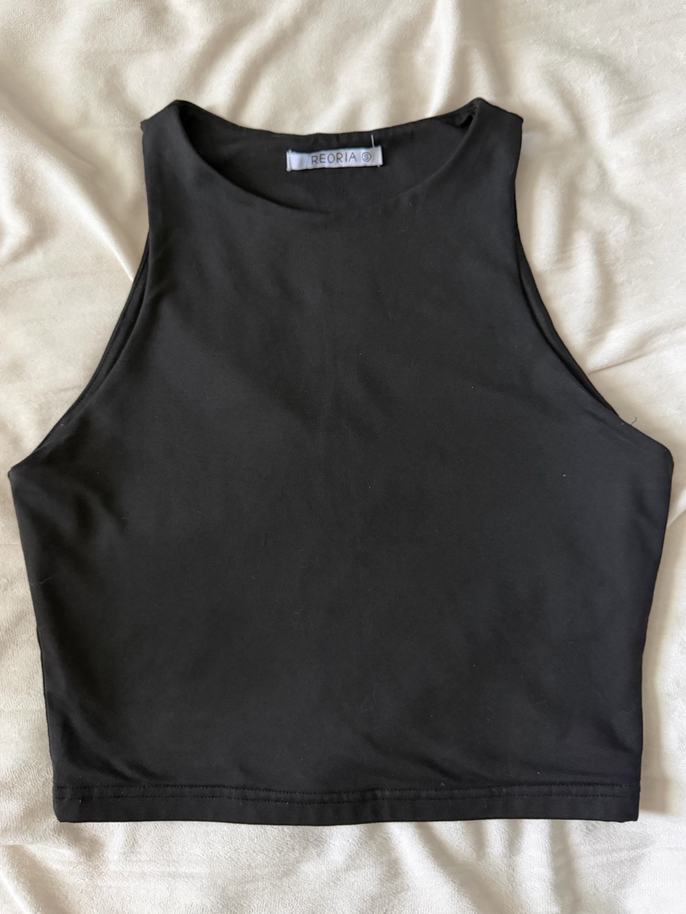 ReoRia Black Minimalist Crewneck crop top